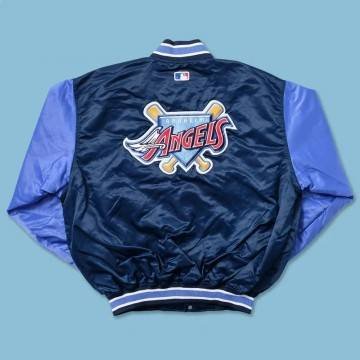 Anaheim Angels Navy and Light Blue Bomber Satin Jacket