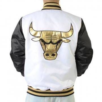 Chicago Bulls Black & White Satin Jacket