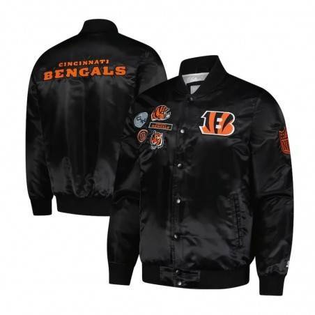 Classic Cincinnati Bengals Black Varsity Satin Jacket