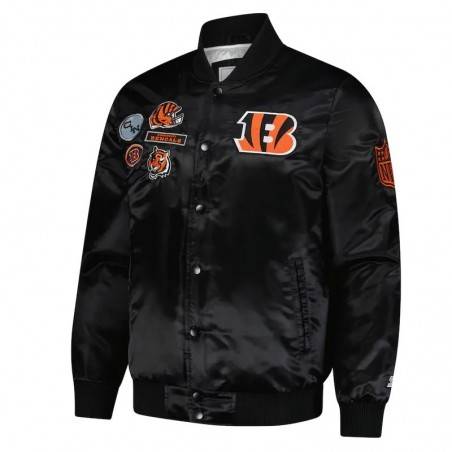 Classic Cincinnati Bengals Black Varsity Satin Jacket