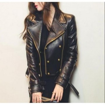 Women's Biker Style Genuine Leather Jacket