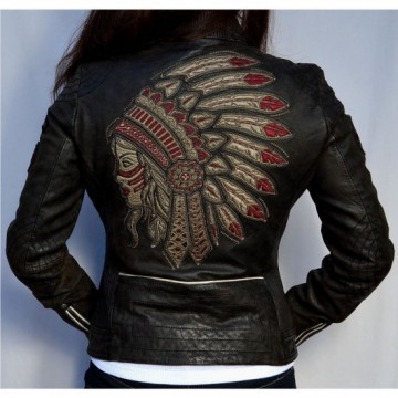 Affliction Black Premium Divergent Women’s Biker Leather Jacket