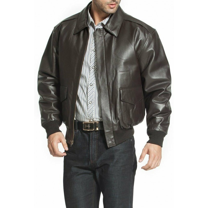Men's WWII U.S Air Force A2 Leather Flight Bomber Jacket