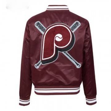Philadelphia Phillies Mashup Classic Rib Satin Maroon Jacket