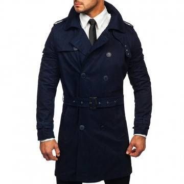 Men’s Double-Breasted Navy...