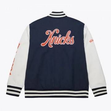 NY Knicks Navy & White Fleece Varsity Jacket