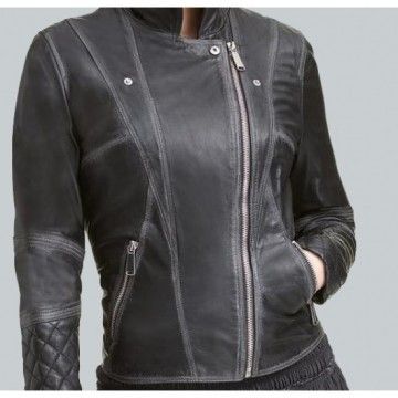 Lexi Black Quilted Asymmetrical Ladies Moto Jacket Lexi Black Quilted Asymmetrical Ladies Moto Jacket
