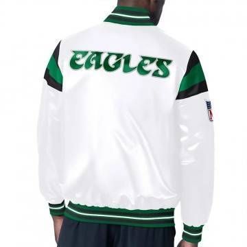 Philadelphia Eagles Midweight White Satin Jacket