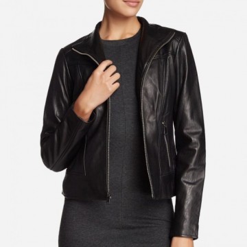 Women Victoria Black Leather Biker Jacket