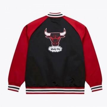 Chicago Bulls Vintage Logo Double Clutch Black Satin Jacket