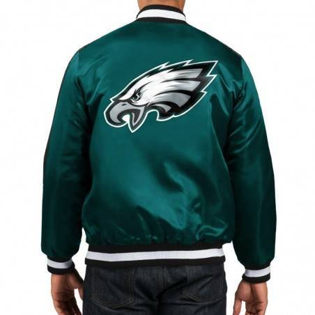 History of the Philadelphia Eagles Green Satin Jacket