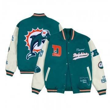 Miami Dolphins Sunshine State Aqua Letterman Jacket Miami Dolphins Sunshine State Aqua Letterman Jacket