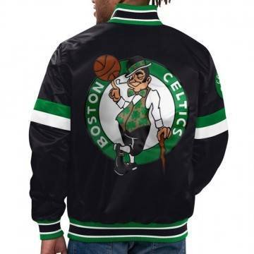 Boston Celtics Home Game Kelly Black Satin Jacket