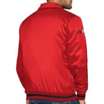 Portland Trail Blazers Stitch Applique Red Satin Jacket