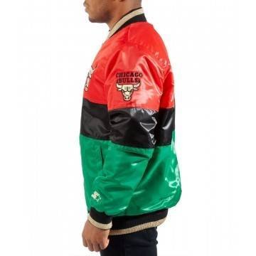 75th Anniversary Chicago Bulls Color Block Satin Jacket