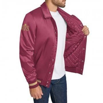 Cleveland Cavaliers Stitch Applique Wine Satin Jacket