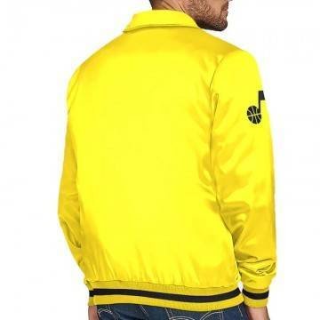 Utah Jazz Stitch Applique Gold Satin Jacket