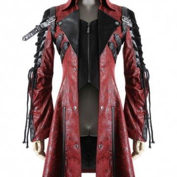 New Unisex Punk Rave Poison Faux Leather Goth Steampunk Military Coat