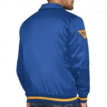Golden State Warriors Stitch Applique Royal Satin Jacket