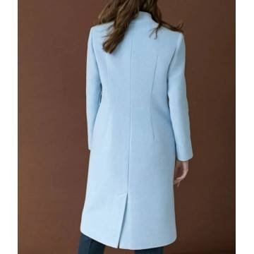 Autumn Baby Blue Double Breasted Wool Coat