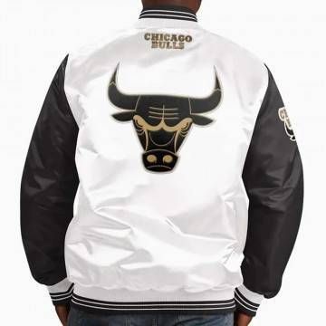 Chicago Bulls Striped White Satin Jacket