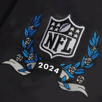 Carolina Panthers Black Bomber Jacket with Shirt Collar