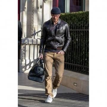 David Beckham Brown Leather Jacket