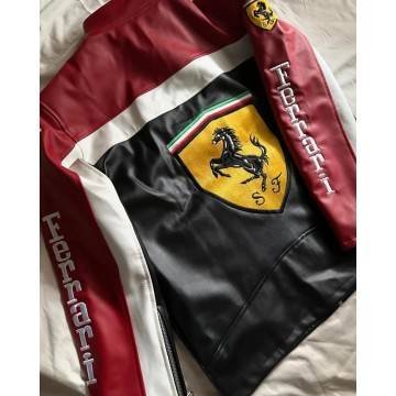 Ferrari Black Leather Racing Jacket