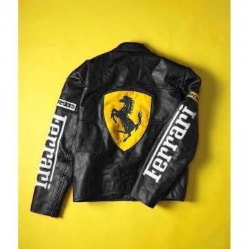 Ferrari Black Racing Motorbike Leather Jacket