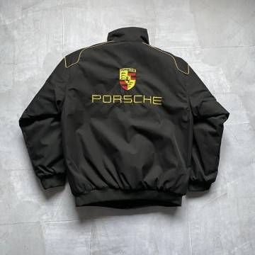 Porsche Big Logo Black Bomber Racing Jacket