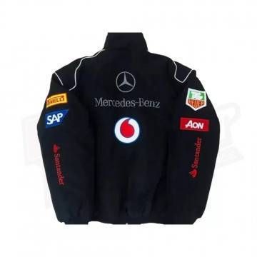 Black Mercedes Benz Santander Bomber Racing Jacket
