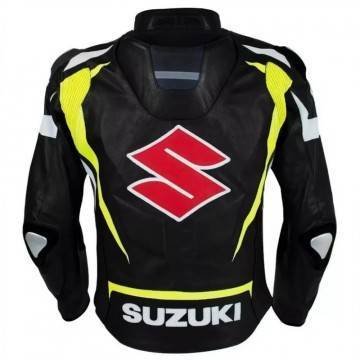 Men's Suzuki Racing Black Leather Biker Jacket Men's Suzuki Racing Black Leather Biker Jacket