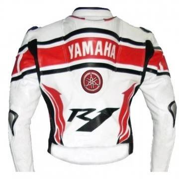 Yamaha Racing White Cowhide Leather Jacket