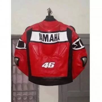 Yamaha Racing Red Leather Biker Jacket