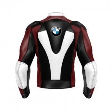 BMW White & Maroon Racing Leather Jacket