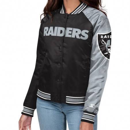 Raiders Black & Gray Satin Jacket
