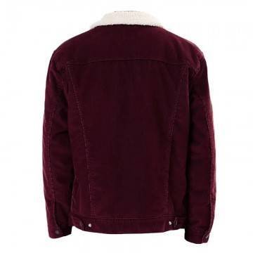Burgundy Sherpa Trucker Jacket