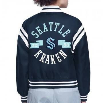 Seattle Kraken Printed Logo Varsity Satin Jacket
