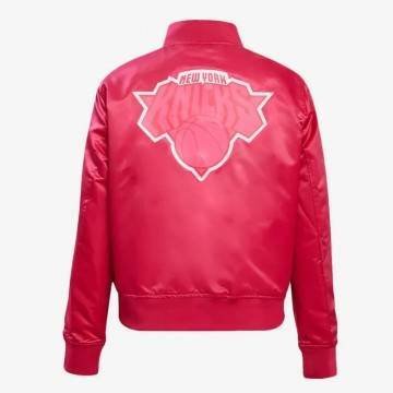 New York Knicks Triple Pink Satin Jacket New York Knicks Triple Pink Satin Jacket