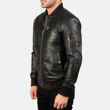Bomber Black Leather MA-1 Jacket