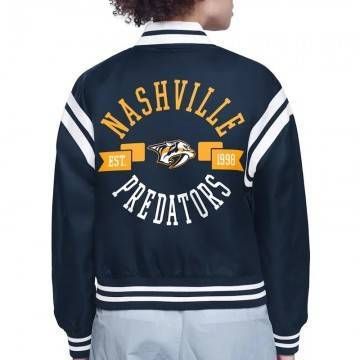 Nashville Predators Printed Logo Varsity Satin Jacket