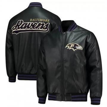 Baltimore Ravens Black Leather Bomber Jacket Baltimore Ravens Black Leather Bomber Jacket