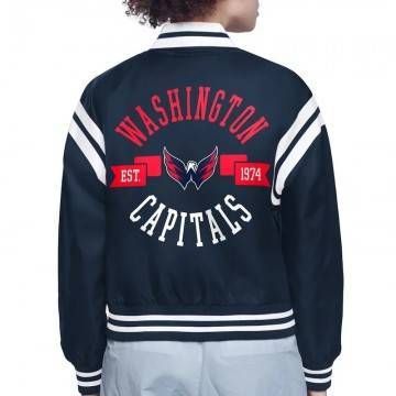 Washington Capitals Printed Logo Varsity Satin Jacket
