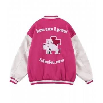 Pink Letterman How Can I Greet Tideeku 75 Jacket