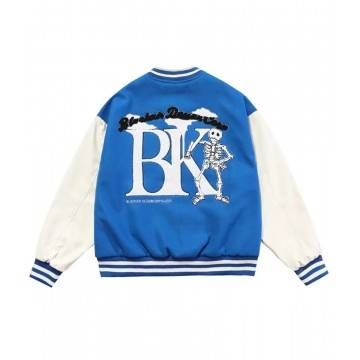 Black Air Design Corp Funny Skull Punk Star Letterman Jacket Black Air Design Corp Funny Skull Punk Star Letterman Jacket