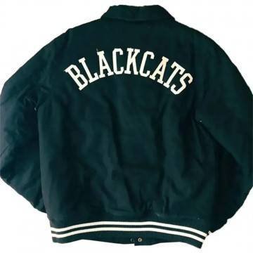 10 Deep Black Cats Varsity Jacket