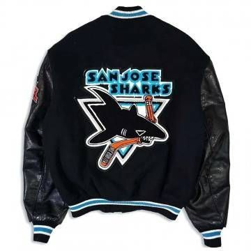90's San Jose Sharks Delong Black Varsity Jacket