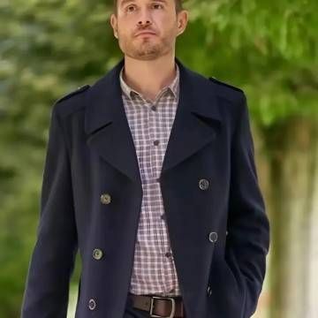 Jordan Young’s Black Peacoat