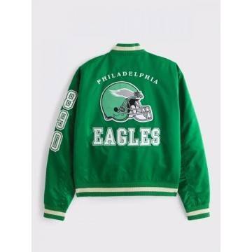Abercrombie Chiefs Green Varsity Satin Bomber Jacket Abercrombie Chiefs Green Varsity Satin Bomber Jacket