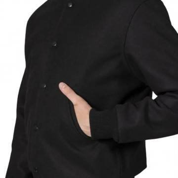 All-Wool Letterman Jacket in Sleek All-Black All-Wool Letterman Jacket in Sleek All-Black